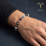 Koç Burcu Unisex Bileklik 8mm Orijinal Kristal Detay Görseli 4
