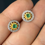 Kolombia Zümrüt Küpe Gümüş AAA Orijinal Kristal Detay Görseli 4