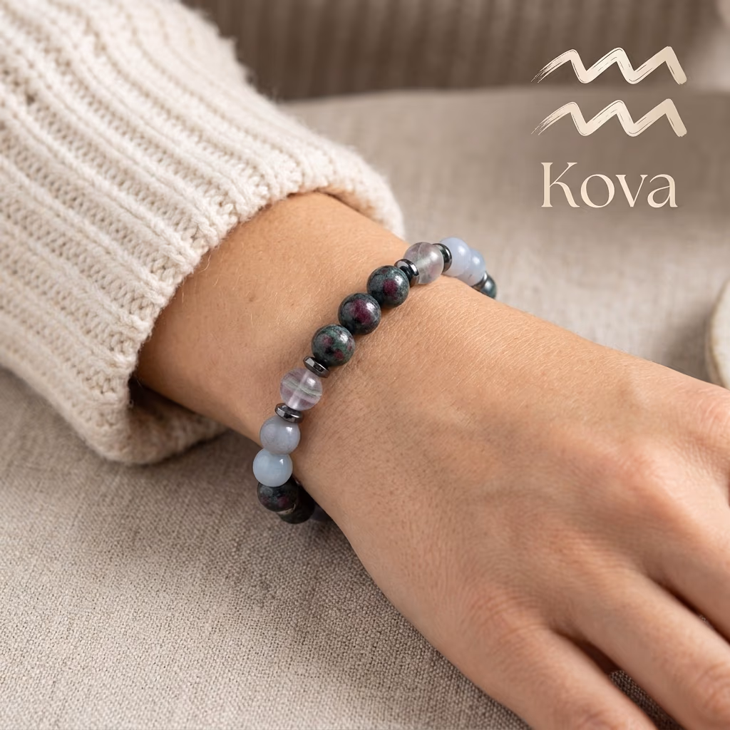 Kova Burcu Unisex Bileklik 8mm - Büyütmek için tıklayın Kova Burcu Unisex Bileklik 8mm - Orijinal Doğal Taş ve Şifa Kristali Görsel 1