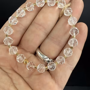 Kristal Kuvars Faset 8 mm Bileklik - Orijinal Şifalı Kristal - Görsel 1