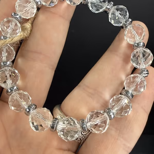 Kristal Kuvars Faset 8 mm Erkek Bileklik - Orijinal Şifalı Kristal - Görsel 1