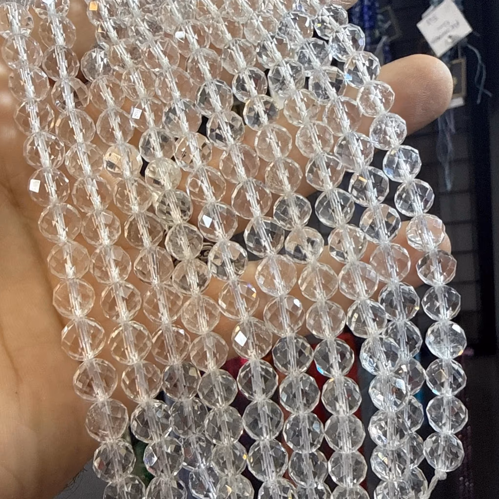 Kristal Kuvars Faset Dizi 8 mm İncele ve Satın Al Kristal Kuvars Faset Dizi 8 mm - Orijinal Doğal Taş ve Şifa Kristali Görsel 1