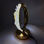 Kristal Kuvars Gold Standlı Gece Lambası Orijinal Kristal Detay Görseli 2