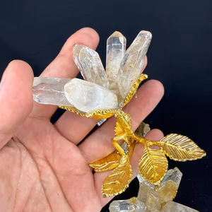 Kuvars Diş Obje Gold Pirinç - Orijinal Şifalı Kristal - Görsel 1