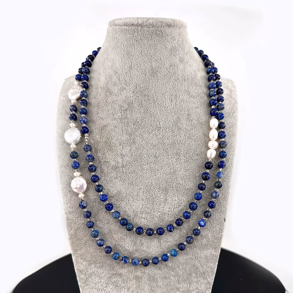 Lapis Lazuli / İnci Kolye İncele ve Satın Al Lapis Lazuli / İnci Kolye - Orijinal Doğal Taş ve Şifa Kristali Görsel 1