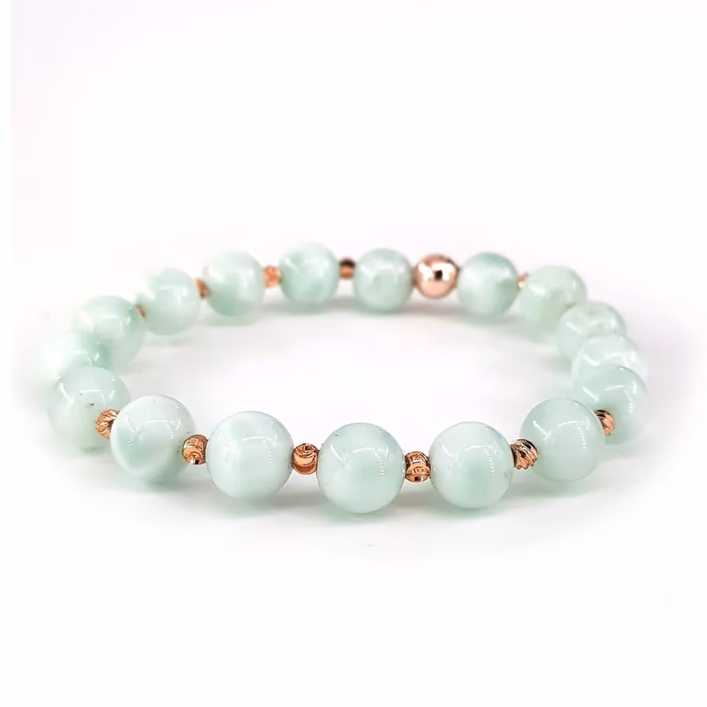 Larimar Bileklik 8mm İncele ve Satın Al Larimar Bileklik 8mm - Orijinal Doğal Taş ve Şifa Kristali Görsel 1