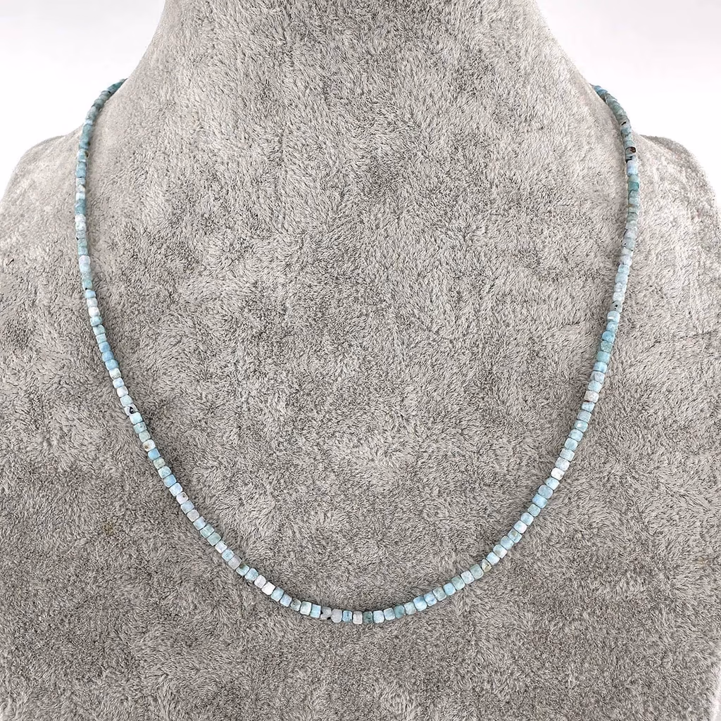 Larimar Kolye 2mm Gümüş İncele ve Satın Al Larimar Kolye 2mm Gümüş - Orijinal Doğal Taş ve Şifa Kristali Görsel 1