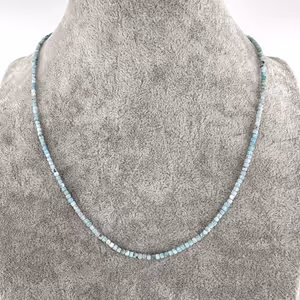 Larimar Kolye 2mm Gümüş - Orijinal Şifalı Kristal - Görsel 2