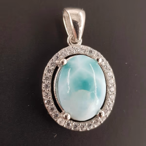 Larimar Kolye Ucu (Gümüş) - Orijinal Şifalı Kristal - Görsel 1
