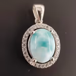 Larimar Kolye Ucu (Gümüş) Orijinal Kristal Detay Görseli 2