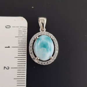 Larimar Kolye Ucu (Gümüş) - Orijinal Şifalı Kristal - Görsel 2