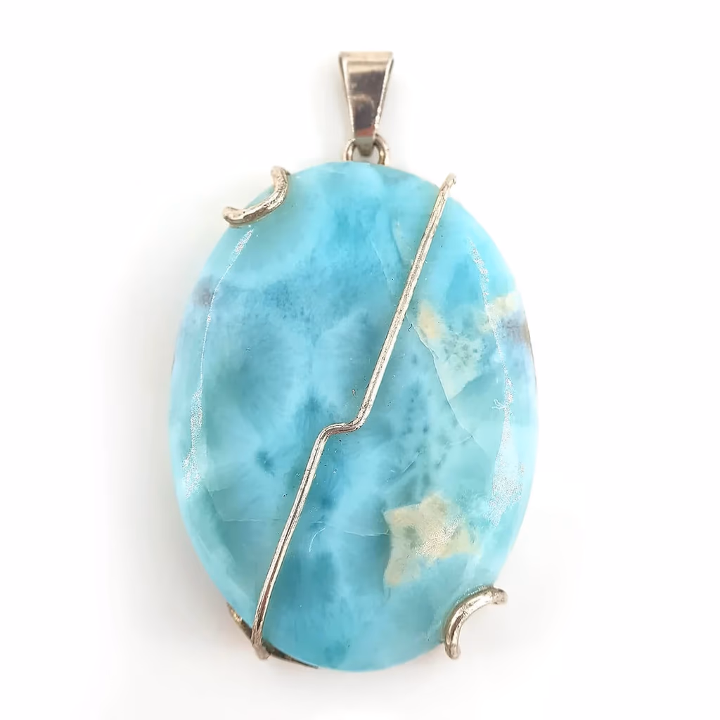 Larimar Kolye Ucu (Gümüş) İncele ve Satın Al Larimar Kolye Ucu (Gümüş) - Orijinal Doğal Taş ve Şifa Kristali Görsel 1