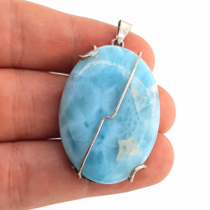 Larimar Kolye Ucu (Gümüş) - Orijinal Şifalı Kristal - Görsel 2