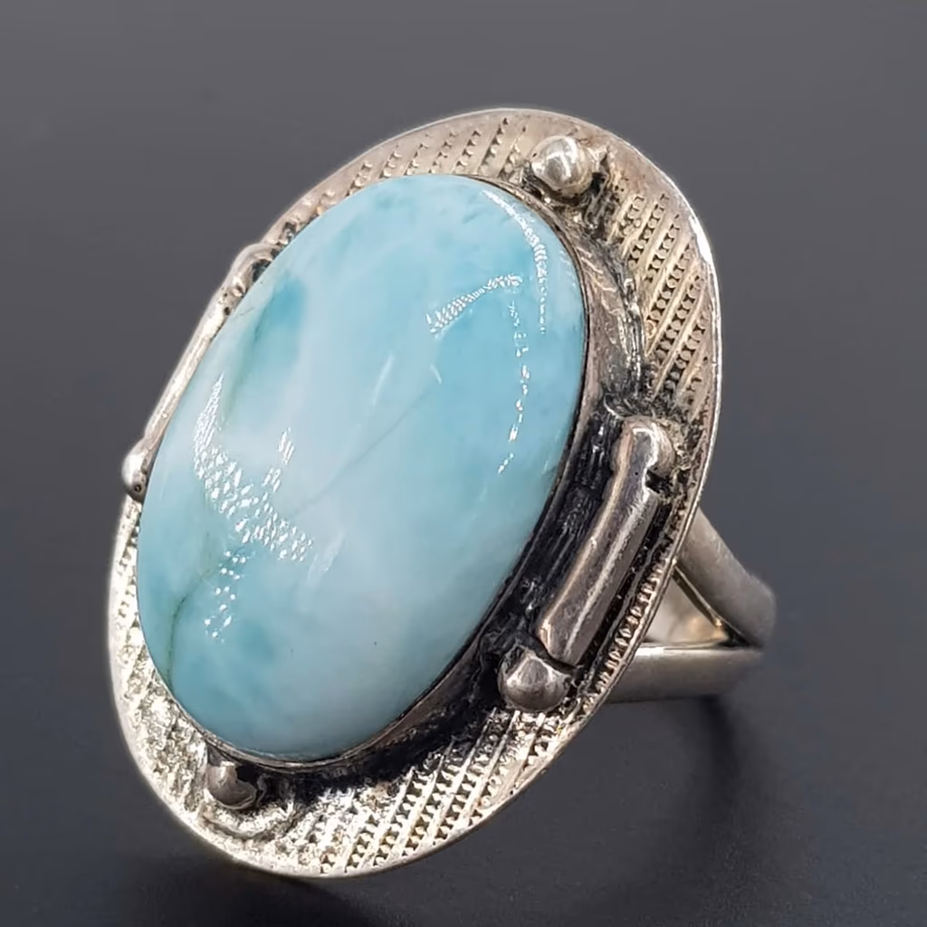 Larimar Yüzük (Gümüş) İncele ve Satın Al Larimar Yüzük (Gümüş) - Orijinal Doğal Taş ve Şifa Kristali Görsel 1