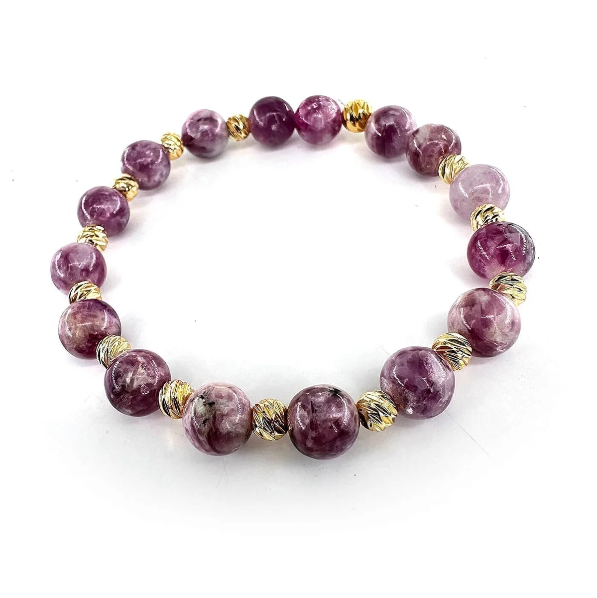 Lepidolit Bileklik 8mm (Gold)