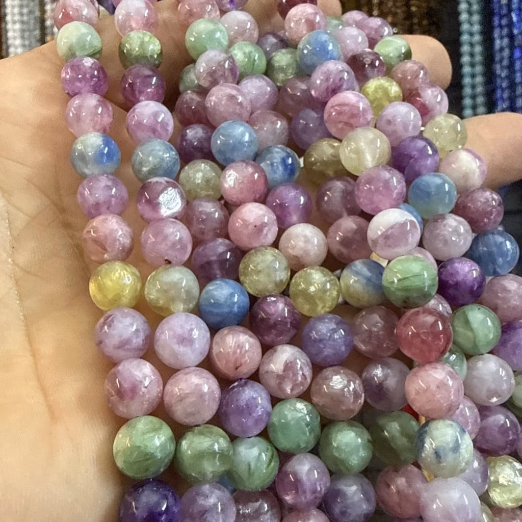 Lepidolit Multıcolor Dizi 8 mm İncele ve Satın Al Lepidolit Multıcolor Dizi 8 mm - Orijinal Doğal Taş ve Şifa Kristali Görsel 1