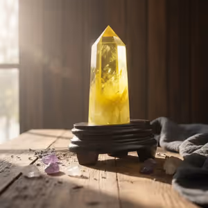 Limon Kuvars Obelisk Standlı - Orijinal Şifalı Kristal - Görsel 2