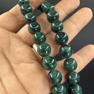 Malakit Dizi 12 mm - Orijinal Şifalı Kristal - Görsel 1