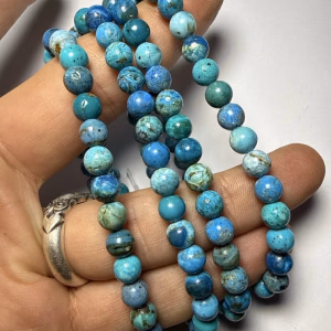Mavi Opal Bileklik 6 mm - Orijinal Şifalı Kristal - Görsel 1