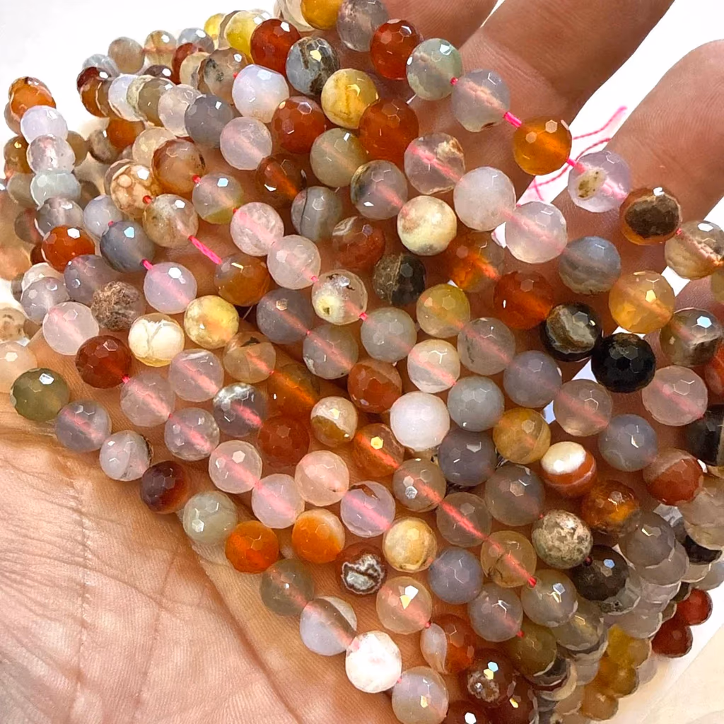 Mix Akik Dizi Faset 8 mm - Büyütmek için tıklayın Mix Akik Dizi Faset 8 mm - Orijinal Doğal Taş ve Şifa Kristali Görsel 1