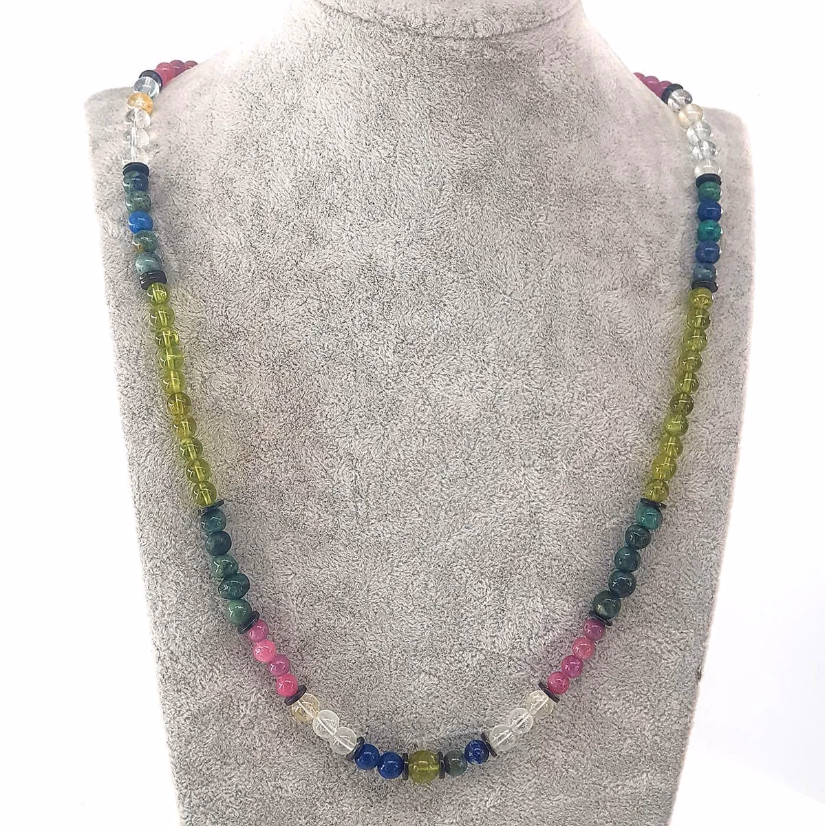 Mix Kolye Yakut, Zümrüt, Safir, Zeberced, Topaz