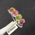 Mix Turmalin Yüzük Gümüş AAA Orijinal Kristal Detay Görseli 4