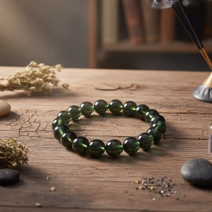 Moldovit Bileklik 10mm - Orijinal Şifalı Kristal - Görsel 1