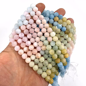 Morganit / Akuamarin / Helyodor Dizi 8mm - Orijinal Şifalı Kristal - Görsel 1