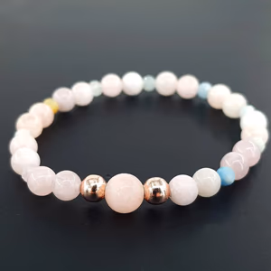 Morganit Bileklik 6-8 mm - Orijinal Şifalı Kristal - Görsel 1