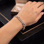 Multi Safir Bileklik Gümüş AAA Orijinal Kristal Detay Görseli 1