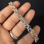 Multi Safir Bileklik Gümüş AAA Orijinal Kristal Detay Görseli 5