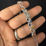 Multi Safir Bileklik Gümüş AAA Orijinal Kristal Detay Görseli 4