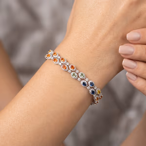 Multi Safir Bileklik Gümüş AAA - Orijinal Şifalı Kristal - Görsel 2