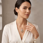 Multi Safir Kolye Ucu Gümüş AAA Orijinal Kristal Detay Görseli 3