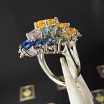 Multi Safir Yüzük Gümüş AAA Orijinal Kristal Detay Görseli 4