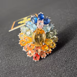 Multi Safir Yüzük Gümüş AAA Orijinal Kristal Detay Görseli 5
