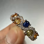 Multi Safir Yüzük Gümüş Orijinal Kristal Detay Görseli 4
