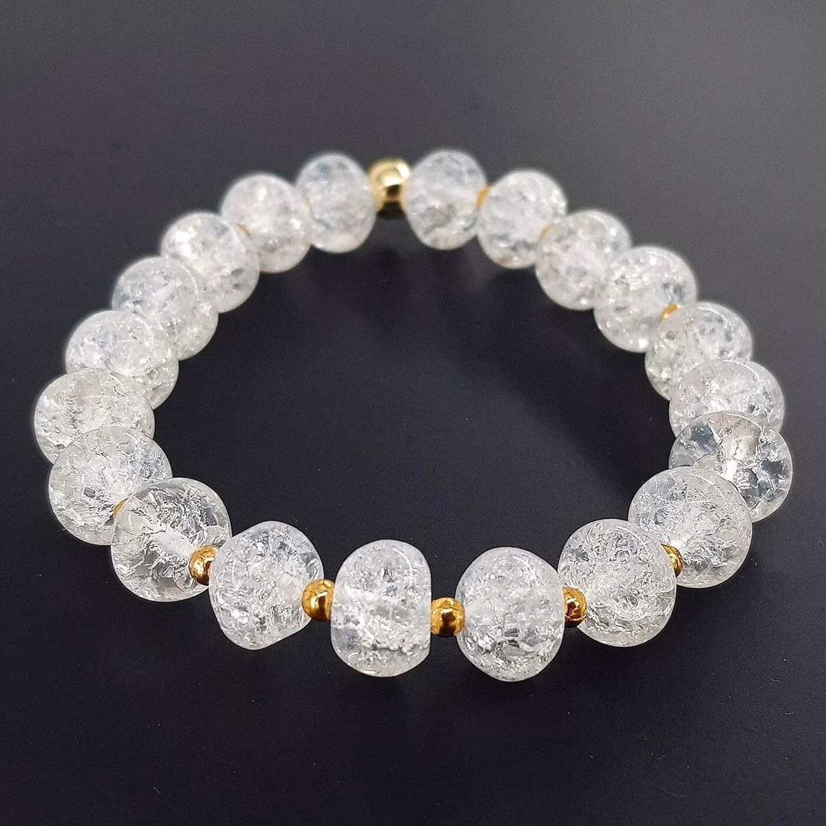 Necef (Dağ Kristali) Bileklik Rondela Gold 8mm