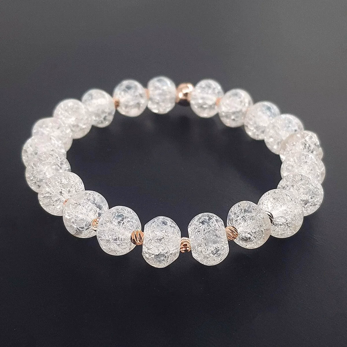Necef (Dağ Kristali) Bileklik Rondela Rose 8mm