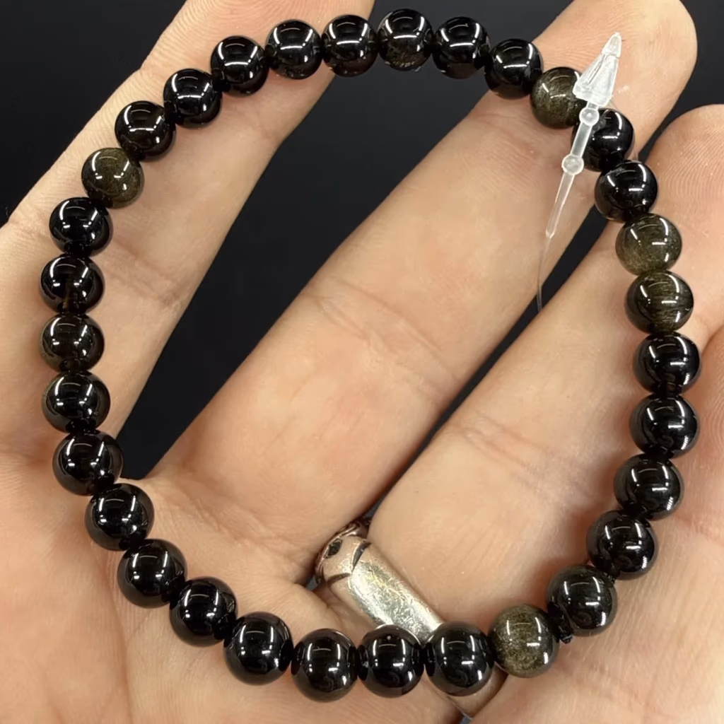 Obsidiyen Bileklik 6mm İncele ve Satın Al Obsidiyen Bileklik 6mm - Orijinal Doğal Taş ve Şifa Kristali Görsel 1