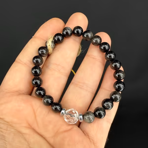 Obsidiyen Bileklik 8 mm - Orijinal Şifalı Kristal - Görsel 1