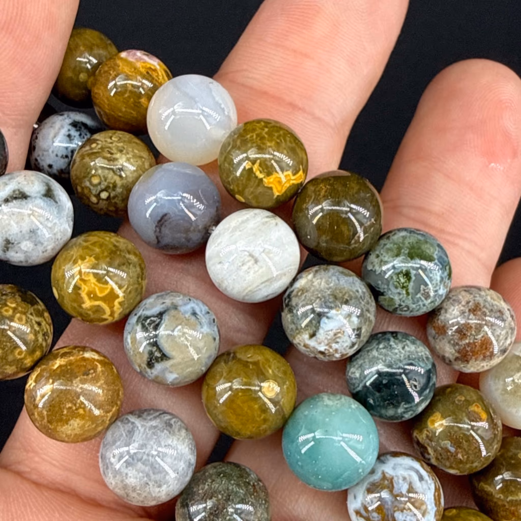 Ocean Jasper Dizi 10mm İncele ve Satın Al Ocean Jasper Dizi 10mm - Orijinal Doğal Taş ve Şifa Kristali Görsel 1
