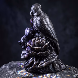 Papağan Silver Obsidiyen Obje - Orijinal Şifalı Kristal - Görsel 1