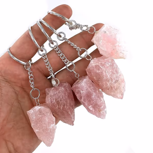 Pembe Kuvars Anahtarlık - Orijinal Şifalı Kristal - Görsel 1