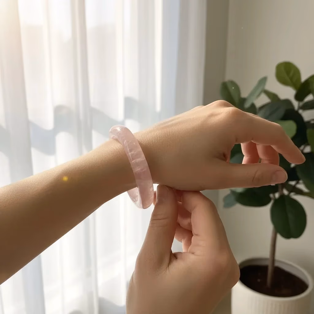 Pembe Kuvars Bilezik İncele ve Satın Al Pembe Kuvars Bilezik - Orijinal Doğal Taş ve Şifa Kristali Görsel 1