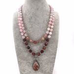 Pembe Kuvars / Çilek Kuvars Kolye Druze Uç (Gümüş) Orijinal Kristal Detay Görseli 1
