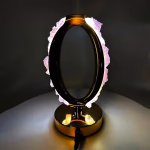 Pembe Kuvars Gold Standlı Gece Lambası Orijinal Kristal Detay Görseli 3