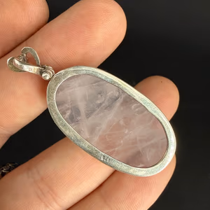 Pembe Kuvars Kolye Ucu Gümüş - Orijinal Şifalı Kristal - Görsel 2