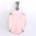 Pembe Kuvars Kolye Ucu Gümüş Orijinal Kristal Detay Görseli 1