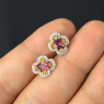 Pembe Turmalin Küpe Gümüş AAA Orijinal Kristal Detay Görseli 2